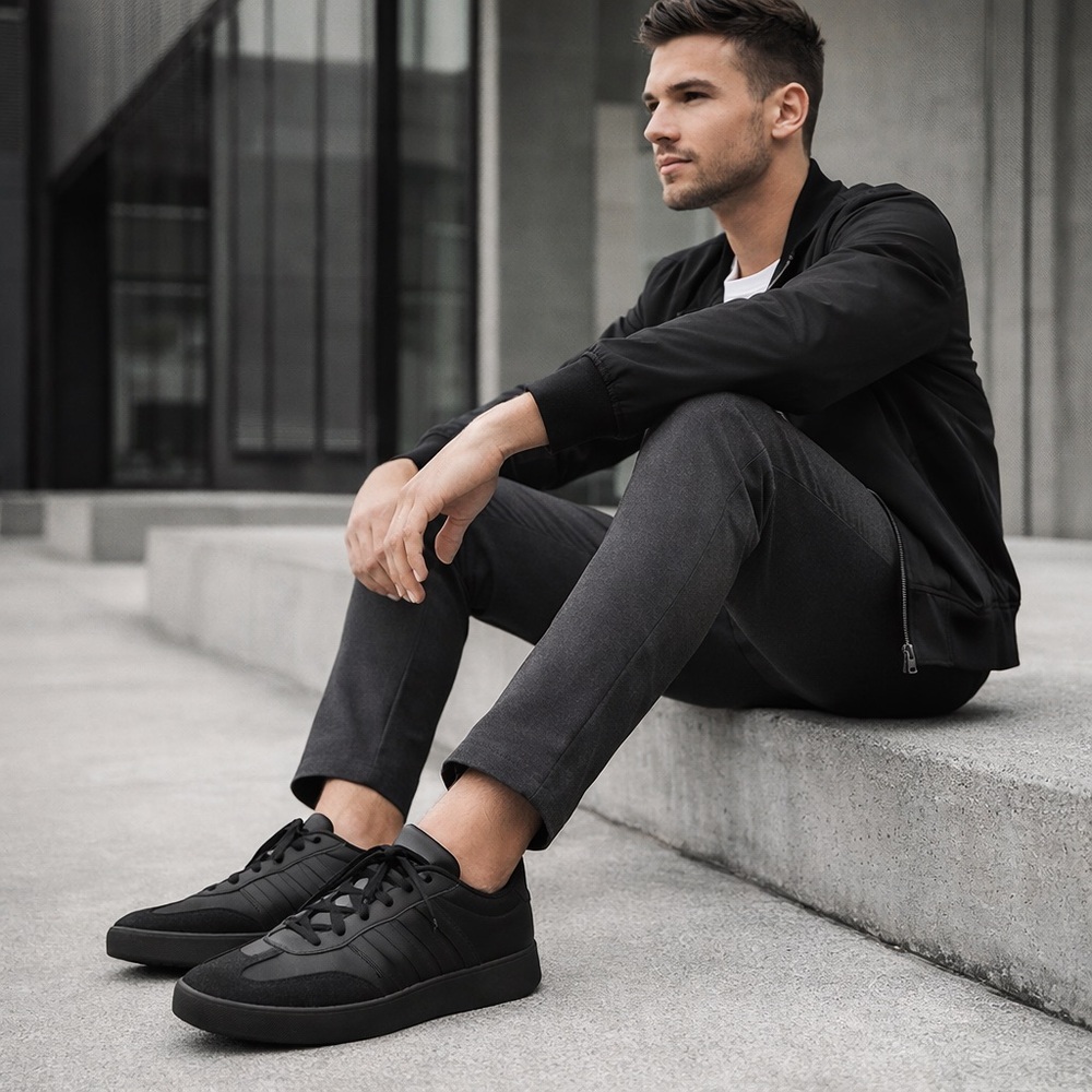 Adidas Men’s Triple Low Top Sneakers in Black, Size 10
